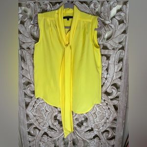 French Connection Bright Yellow Sleeveless Tie Neck Tank
